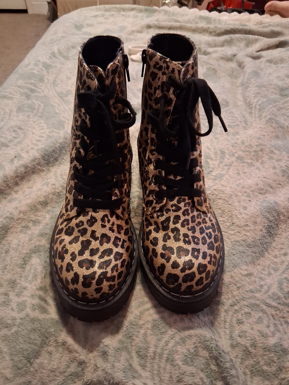 True Craft Leopard Print Lace-Up Ankle Boots in Black and Brown